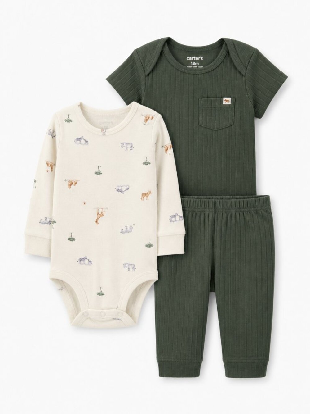 NWT Carter’s 3 Piece Baby Boy Outfit Set Size Safari Animal Cute